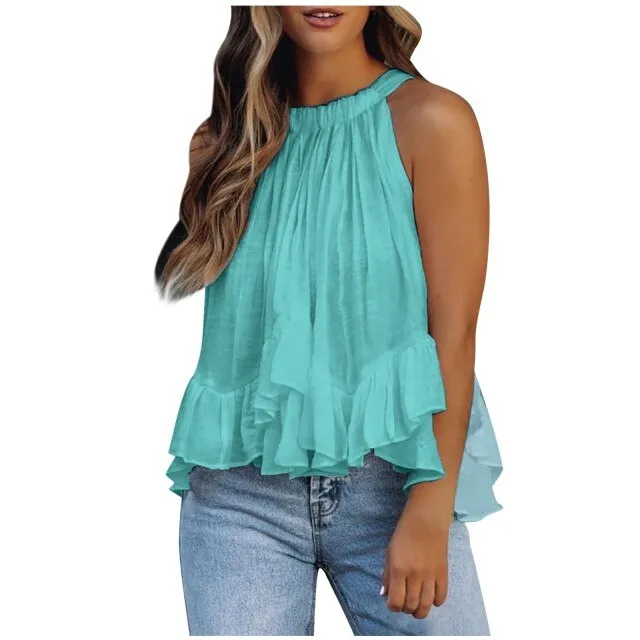 "Daisy" Sleeveless Halter Blouse