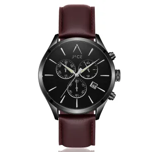 "DHELI" MEN`S LEATHER BAND CHRONOGRAPH WATCH