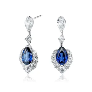 "ENDLESS BLUE" 7.26 Ctw. Pear Shaped Sapphire Earrings