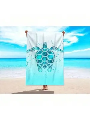 "Extra-Large Microfiber Beach Towel With Adorable Turtle Pattern - Quick-Drying For Sports, Travel, Swimming, Ponds, Yoga, And More! Lightweight And Stylish."