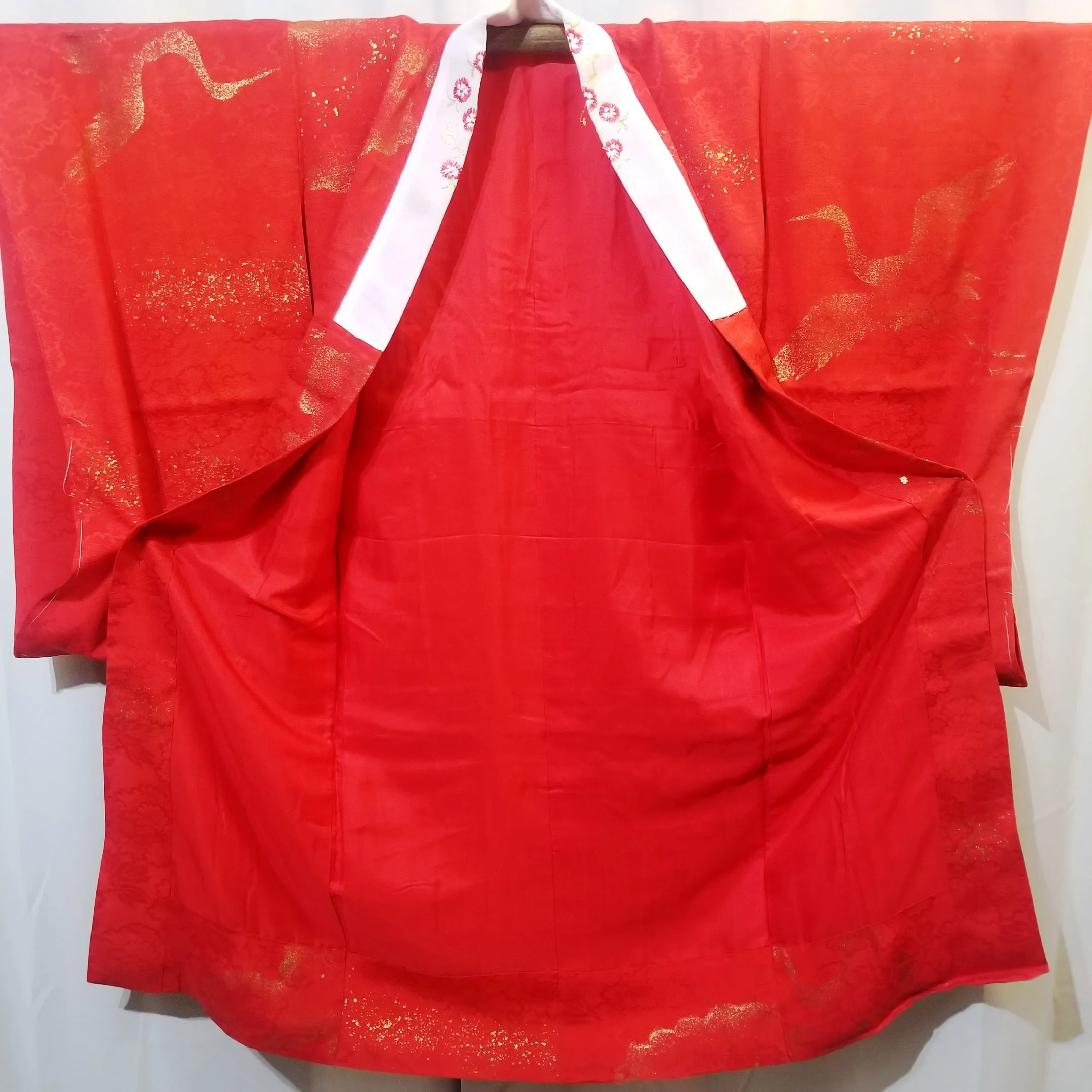 "Golden Cranes" Vintage Girl's Kimono