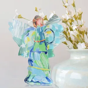 "Good News" Angel Acrylic Block Green