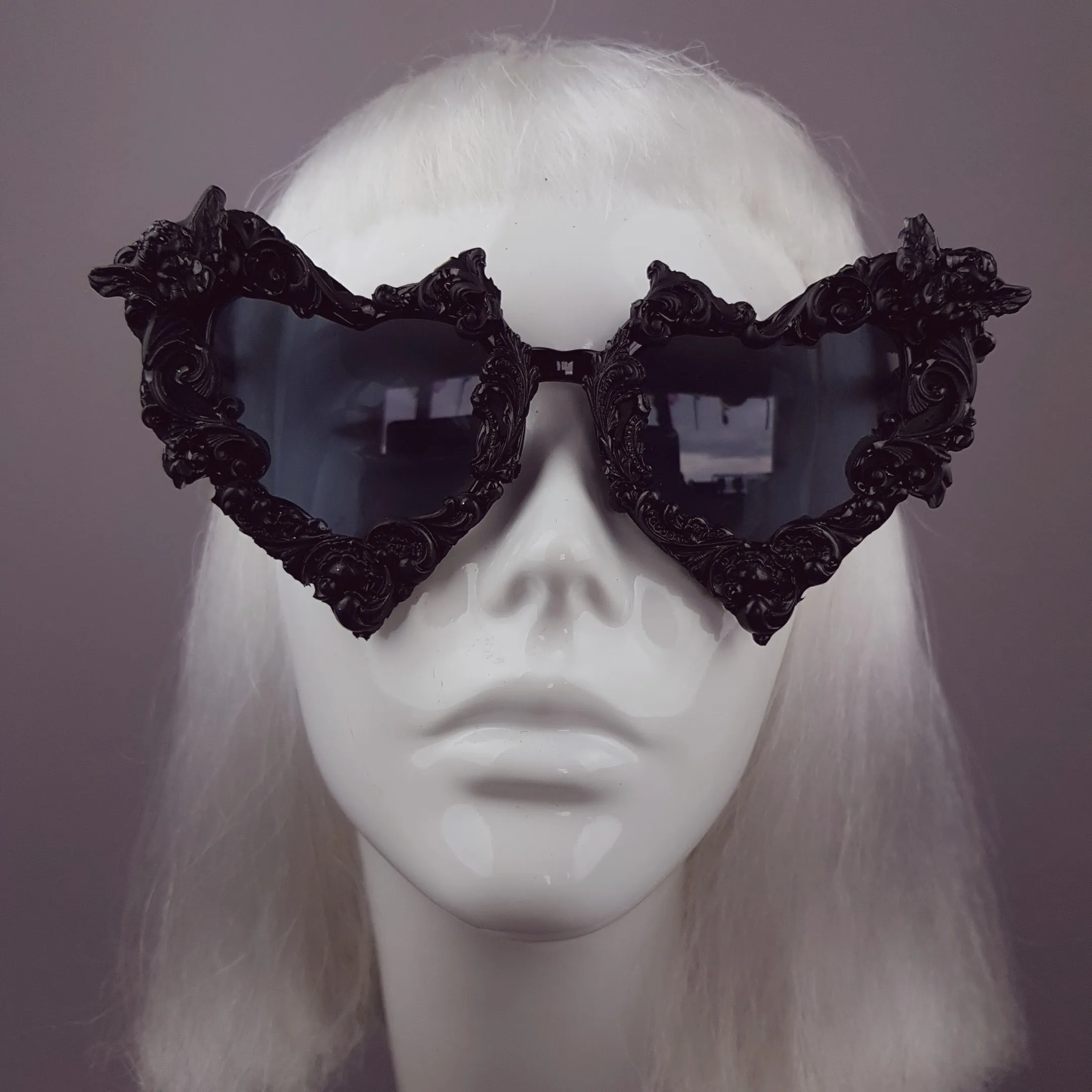 "Heart of Darkness" Black Filigree Ornate Sunglasses