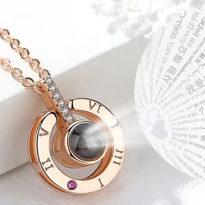 "I LOVE YOU" Pendant Necklace for Women with Unique Projection Function 100 Language "I LOVE YOU"