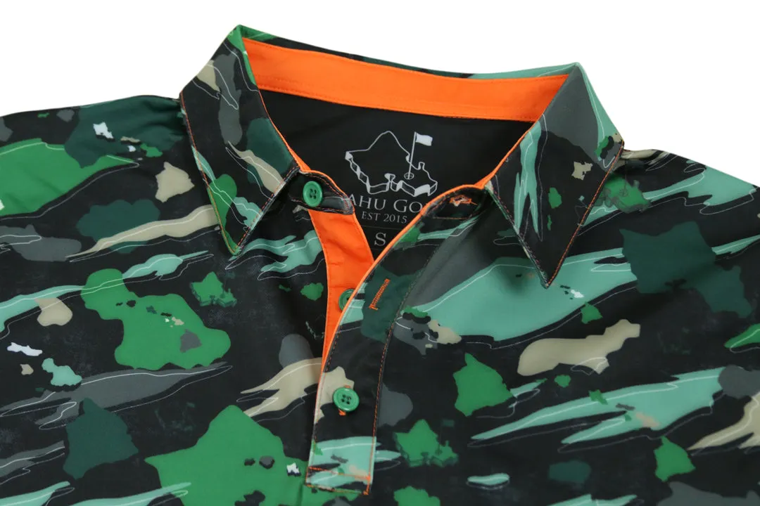 "Island Flow - Hunter Camo" - OGA Men's Polo - Dark Rainforest Camo