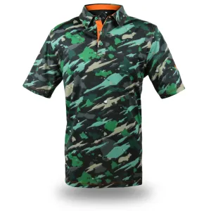 "Island Flow - Hunter Camo" - OGA Men's Polo - Dark Rainforest Camo