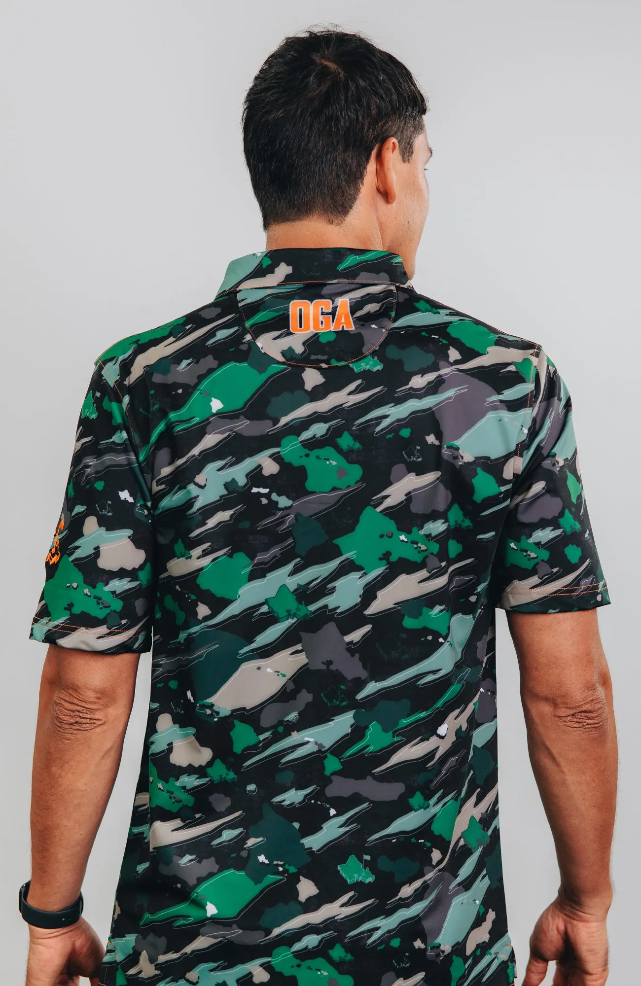 "Island Flow - Hunter Camo" - OGA Men's Polo - Dark Rainforest Camo