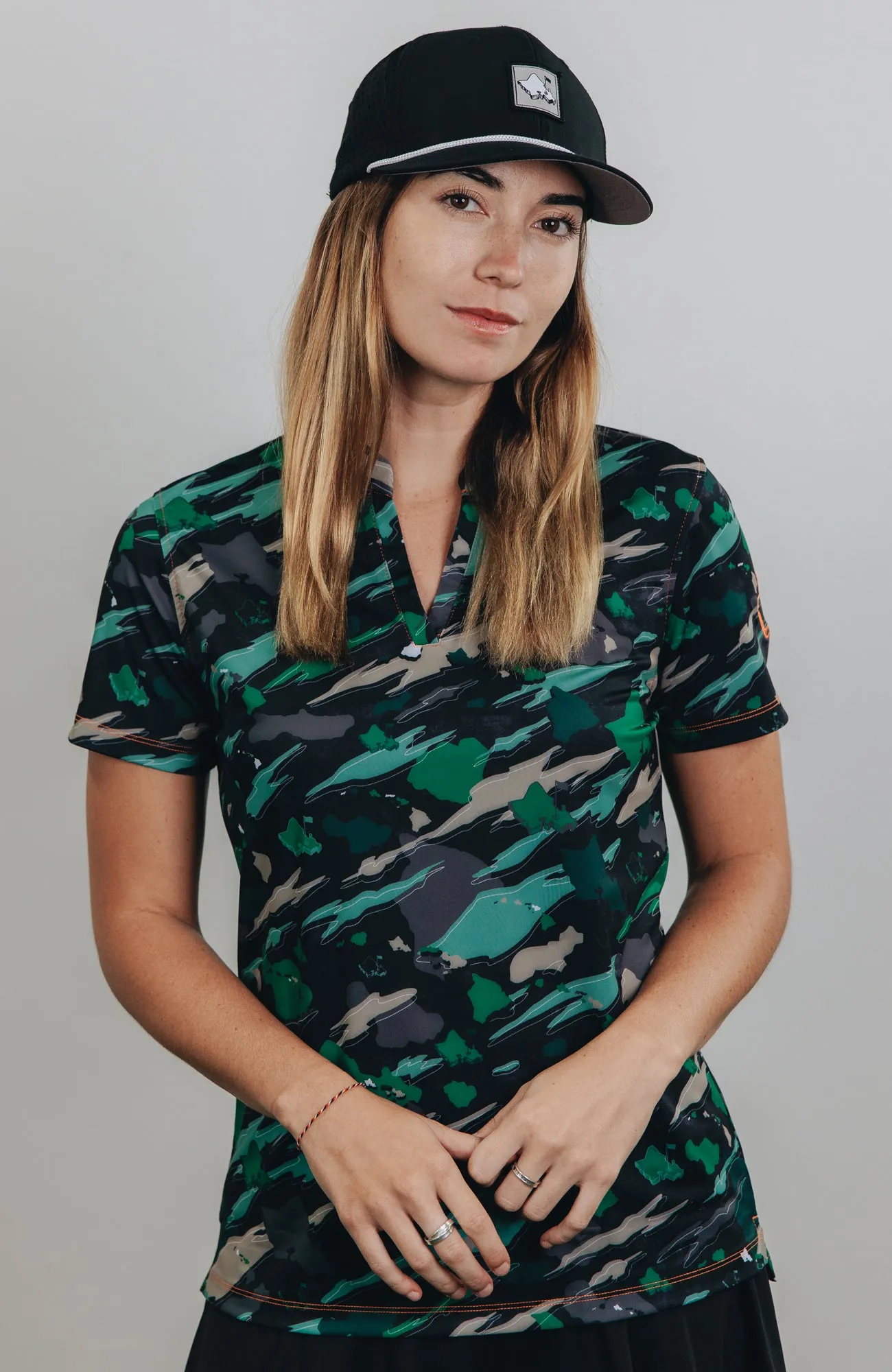 "Island Flow - Hunter Camo" - OGA Women's Polo - Dark Rainforest Camo