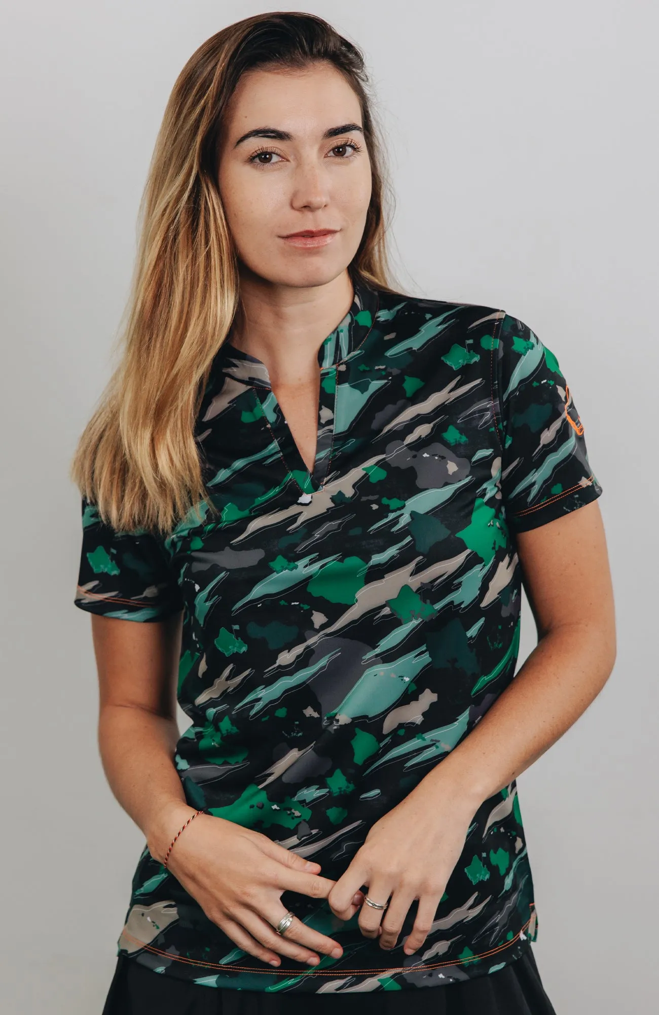 "Island Flow - Hunter Camo" - OGA Women's Polo - Dark Rainforest Camo