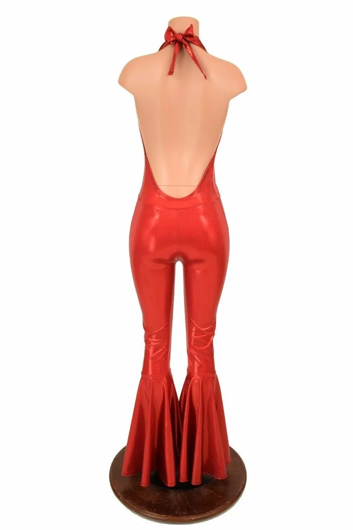 "Josie" Halter Bell Bottom Flare Catsuit