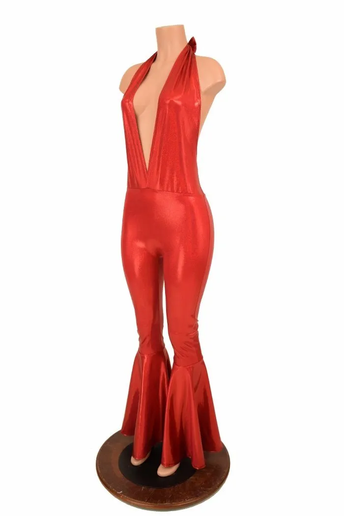 "Josie" Halter Bell Bottom Flare Catsuit