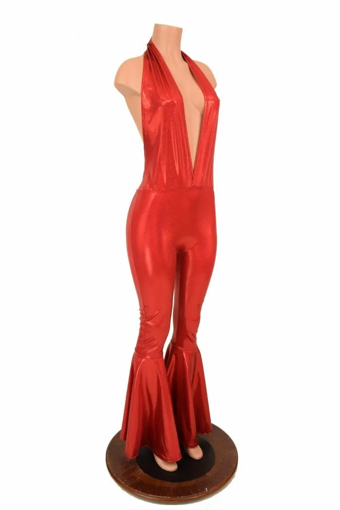 "Josie" Halter Bell Bottom Flare Catsuit