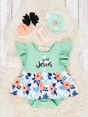 "Just Jesus" Floral Dressy Romper