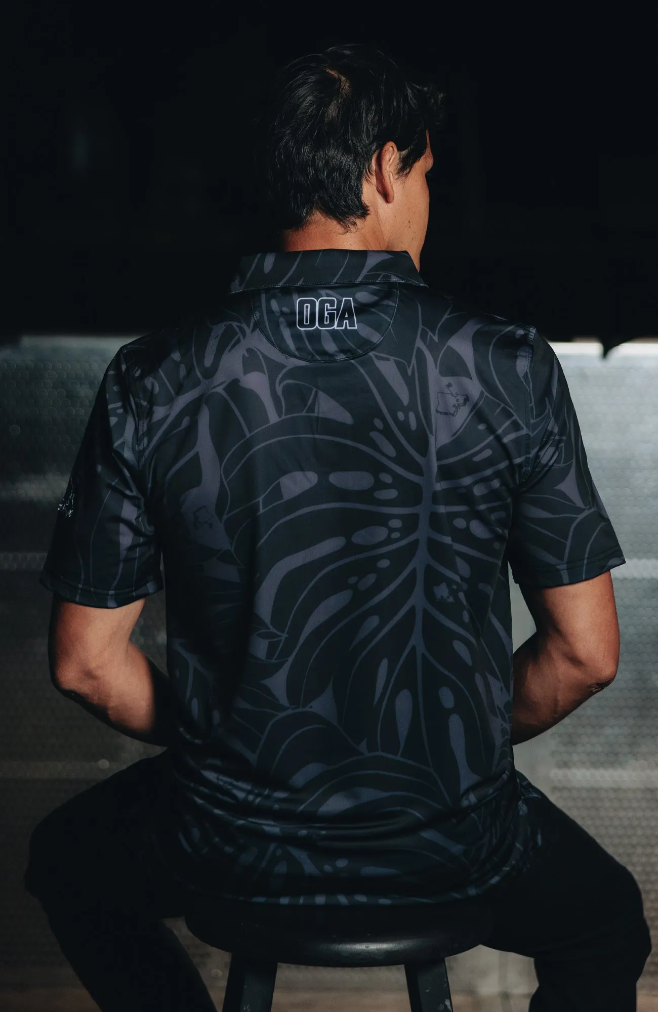 "Monstera 2.0" Obsidian Black - OGA Men's Polo - Black