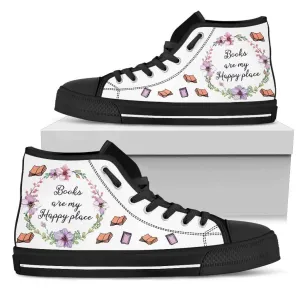 "My happy place"Bookish high top women's shoes