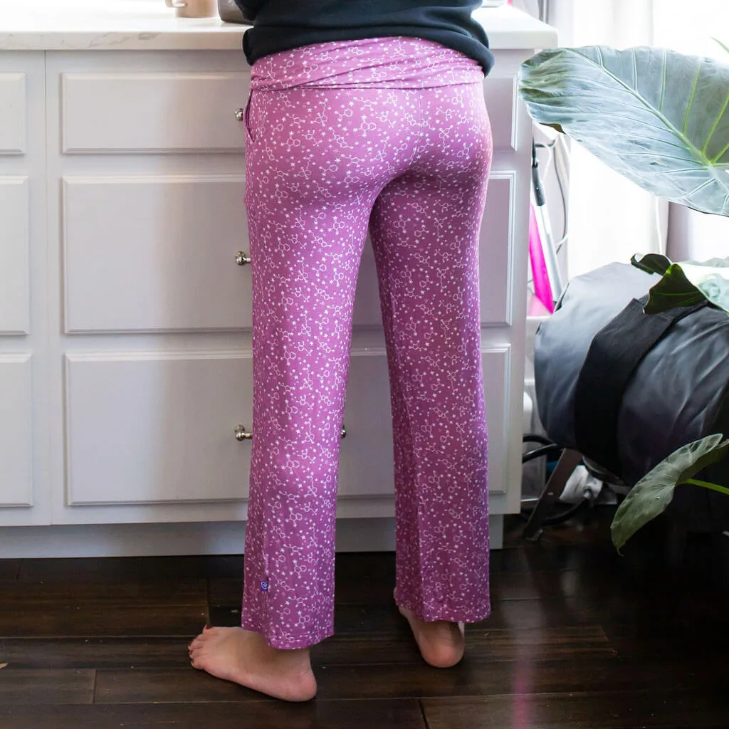 "Nutrient Nebula" Adult Molecules Foldover Straight Leg Lounge Pants with Pockets