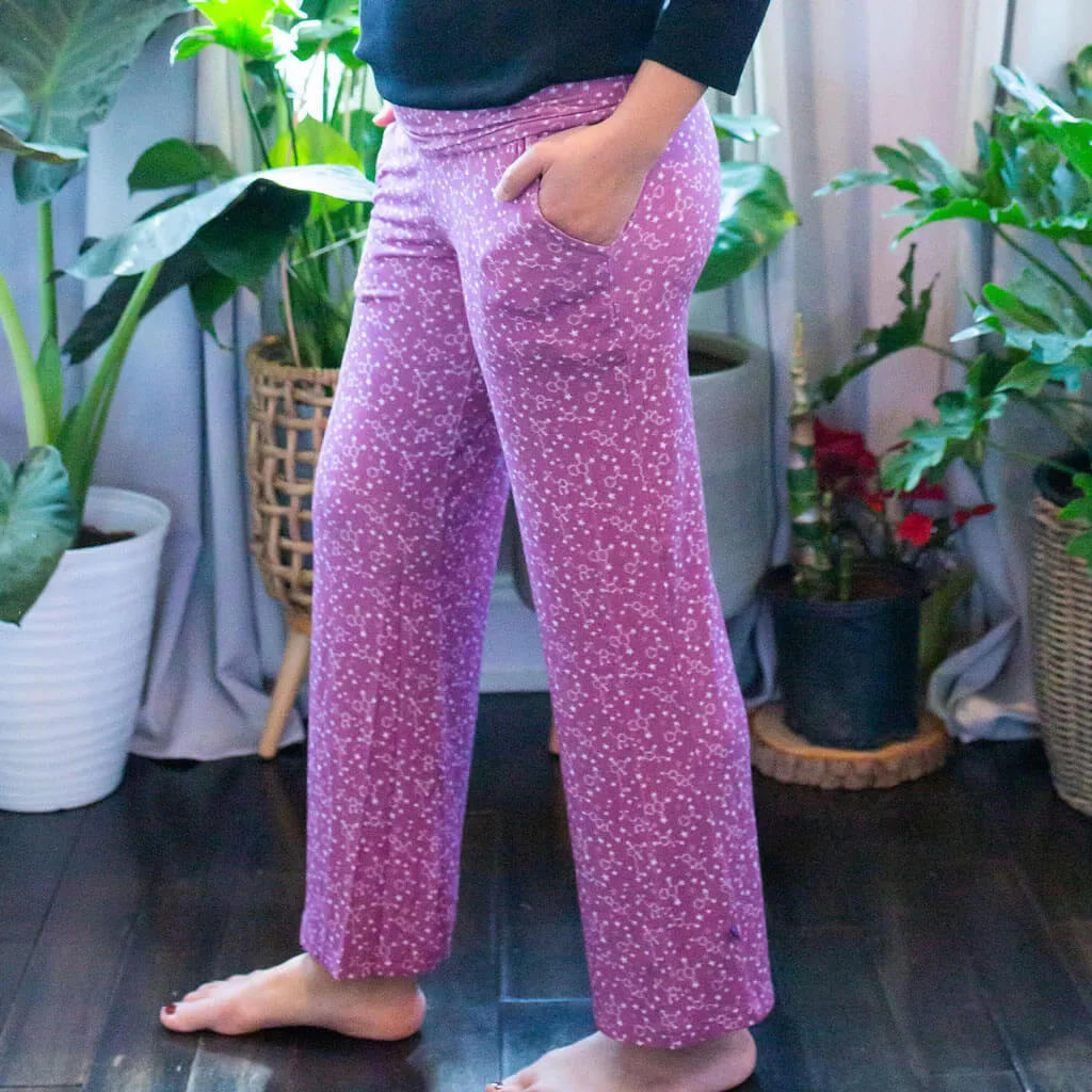 "Nutrient Nebula" Adult Molecules Foldover Straight Leg Lounge Pants with Pockets