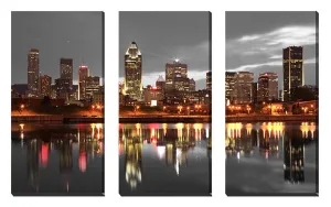 "N.Y AT NIGHT" Canvas City Prints Picture, Set of 3