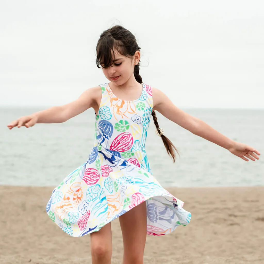 "Ocean Bloom" Jellyfish Sleeveless Play Dress with Pockets