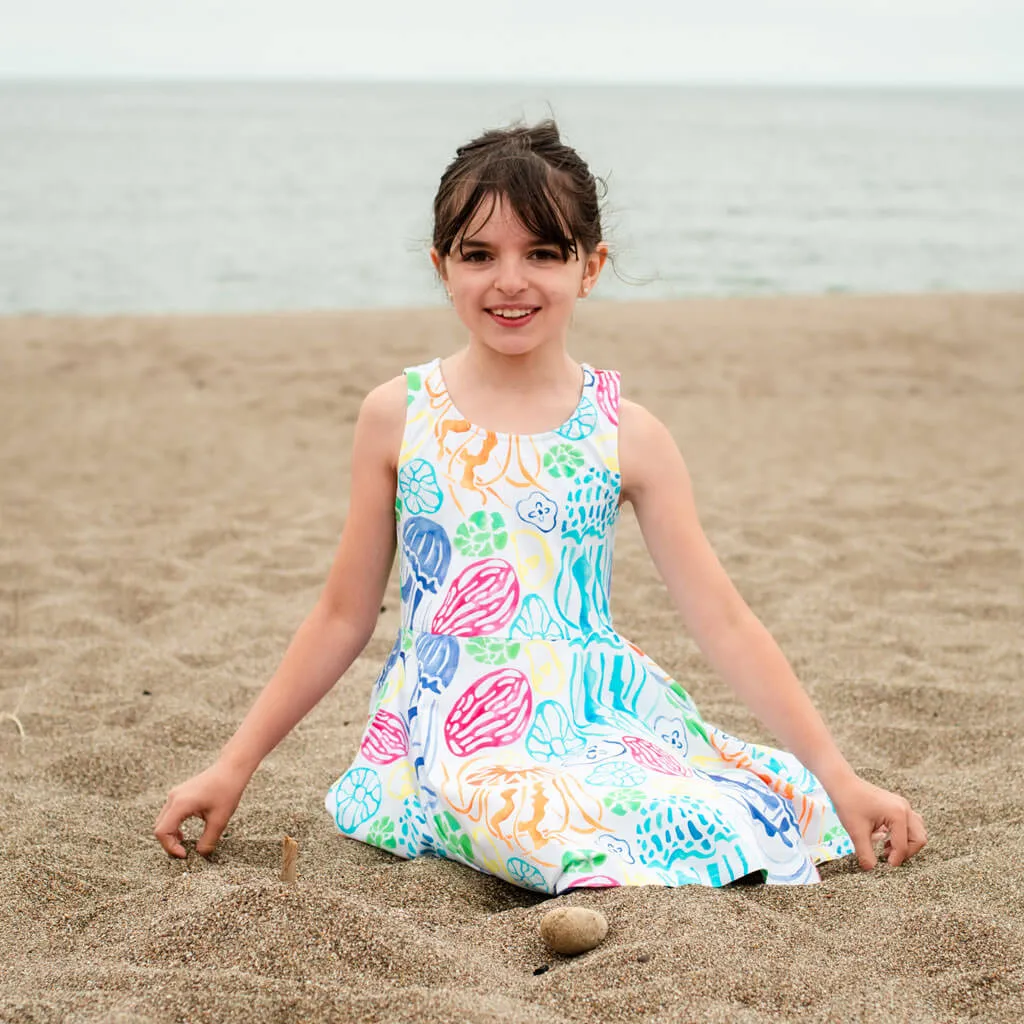 "Ocean Bloom" Jellyfish Sleeveless Play Dress with Pockets