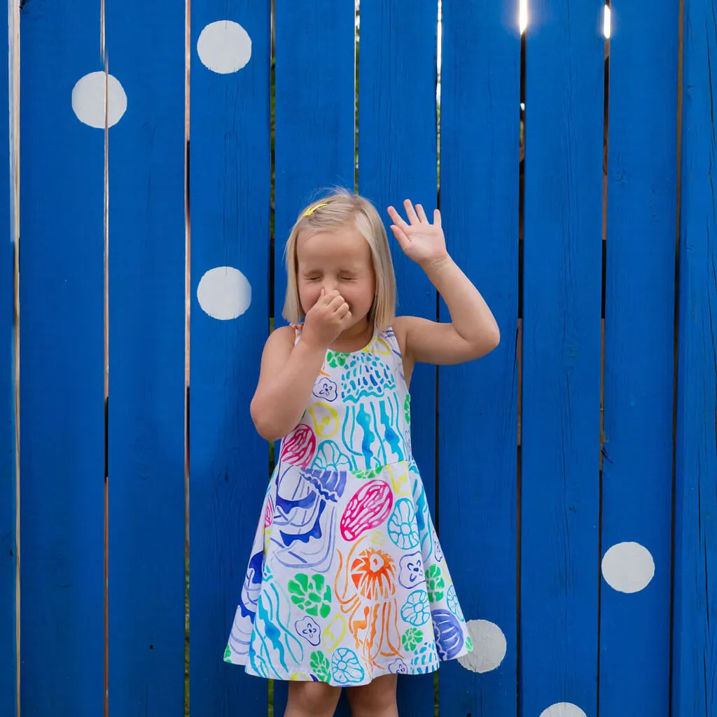 "Ocean Bloom" Jellyfish Sleeveless Play Dress with Pockets