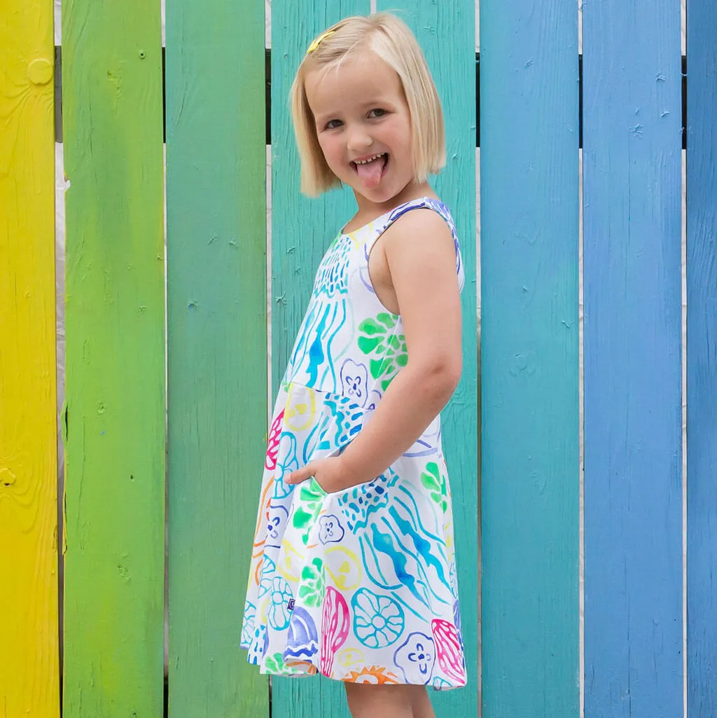 "Ocean Bloom" Jellyfish Sleeveless Play Dress with Pockets