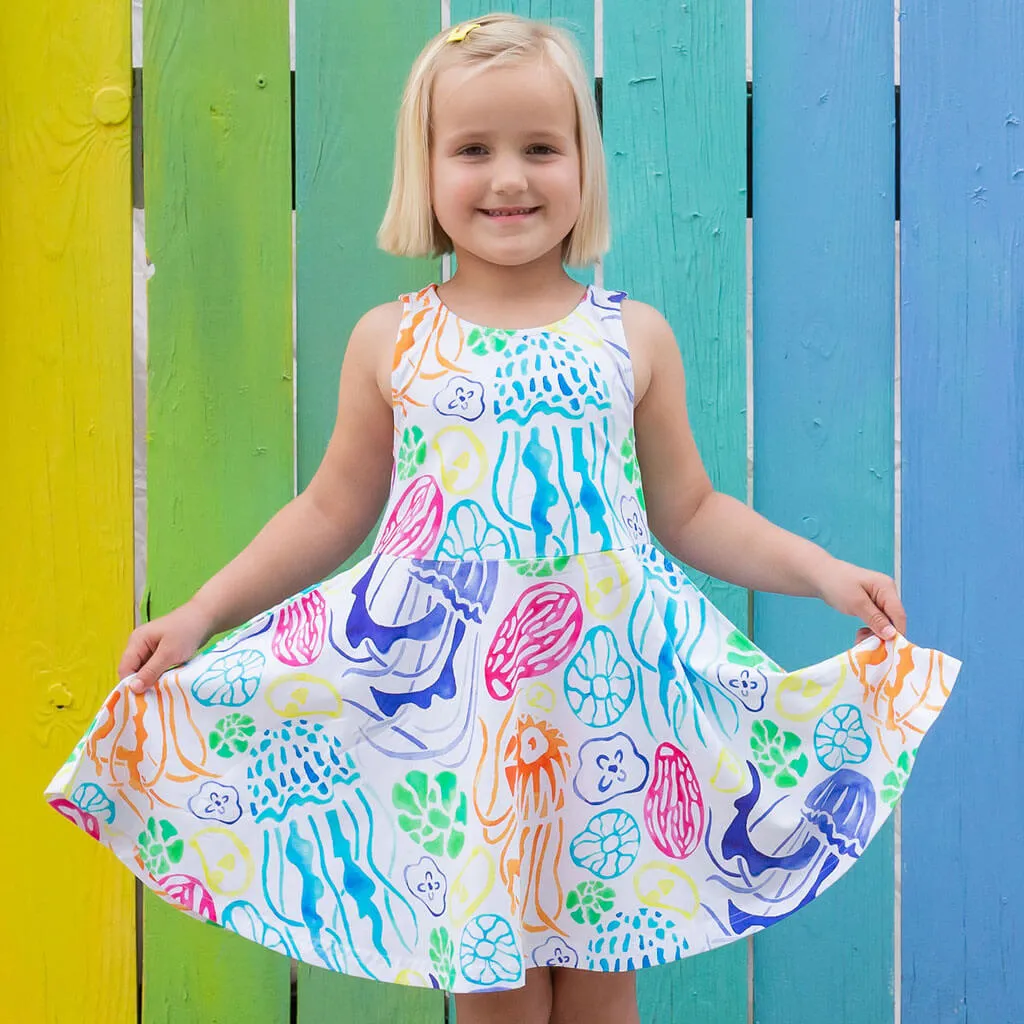 "Ocean Bloom" Jellyfish Sleeveless Play Dress with Pockets