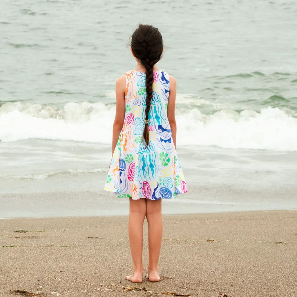 "Ocean Bloom" Jellyfish Sleeveless Play Dress with Pockets