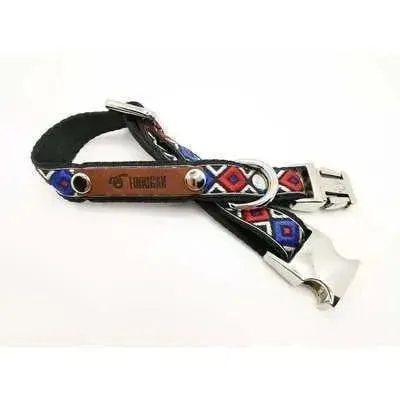 "Personalised Blue Elegance Designer Dog Collar: Stylish & Durable"