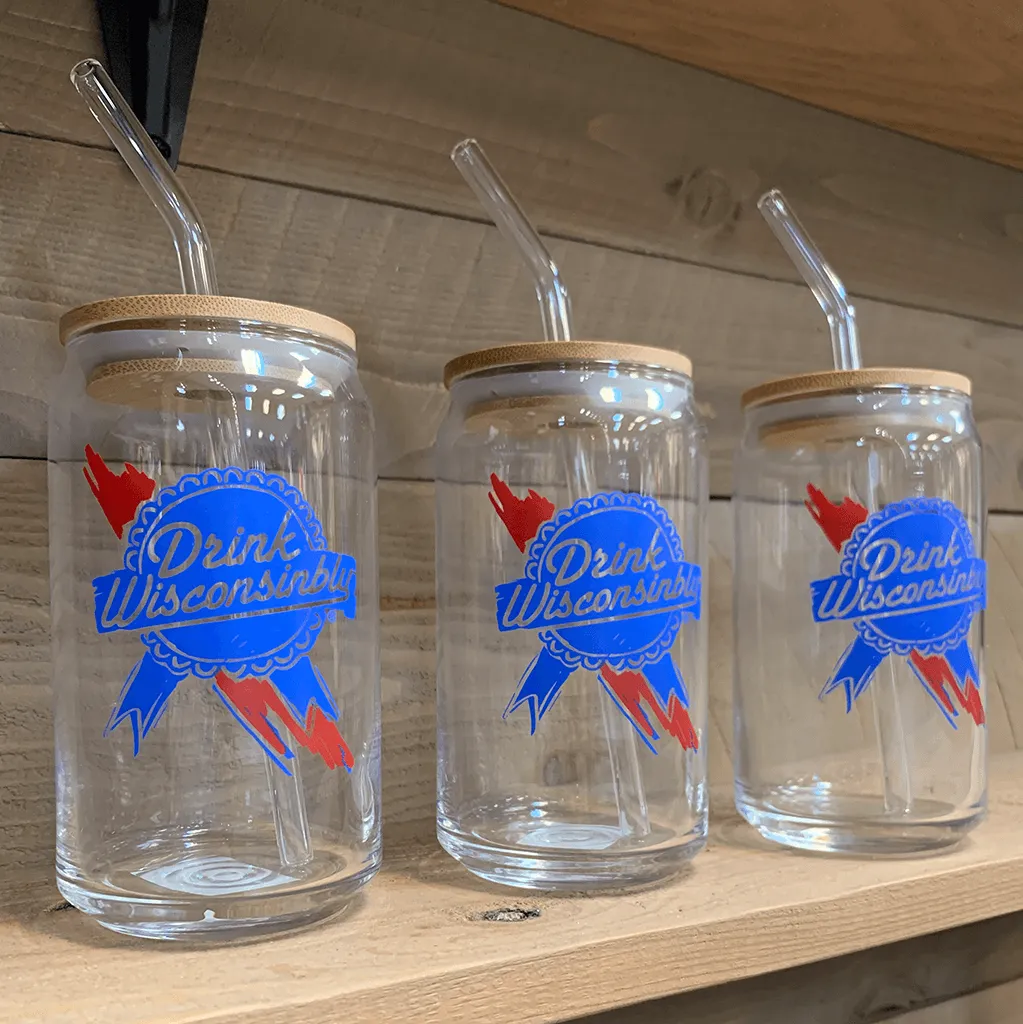 "Retro Ribbon" Glass Can