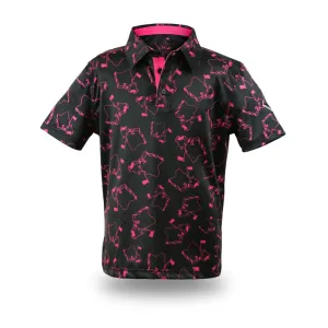 "Scattered Islands" Hot Pink - OGA Youth Polo - Black / Hot Pink