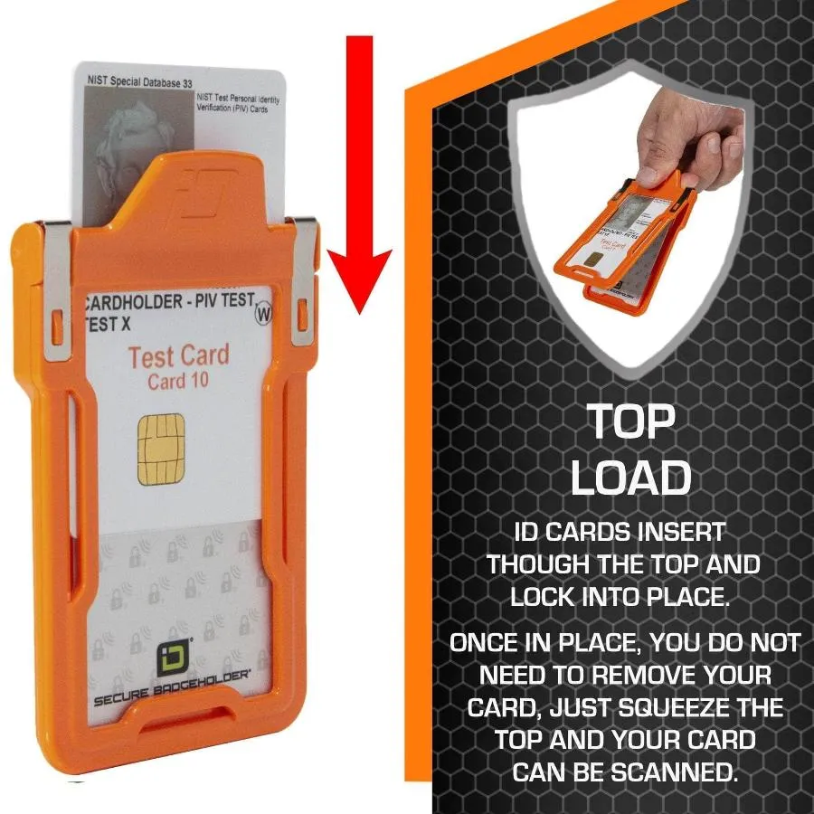 "Squeeze to Read" Secure Badge Holder Classic Vertical 1 ID Card Holder