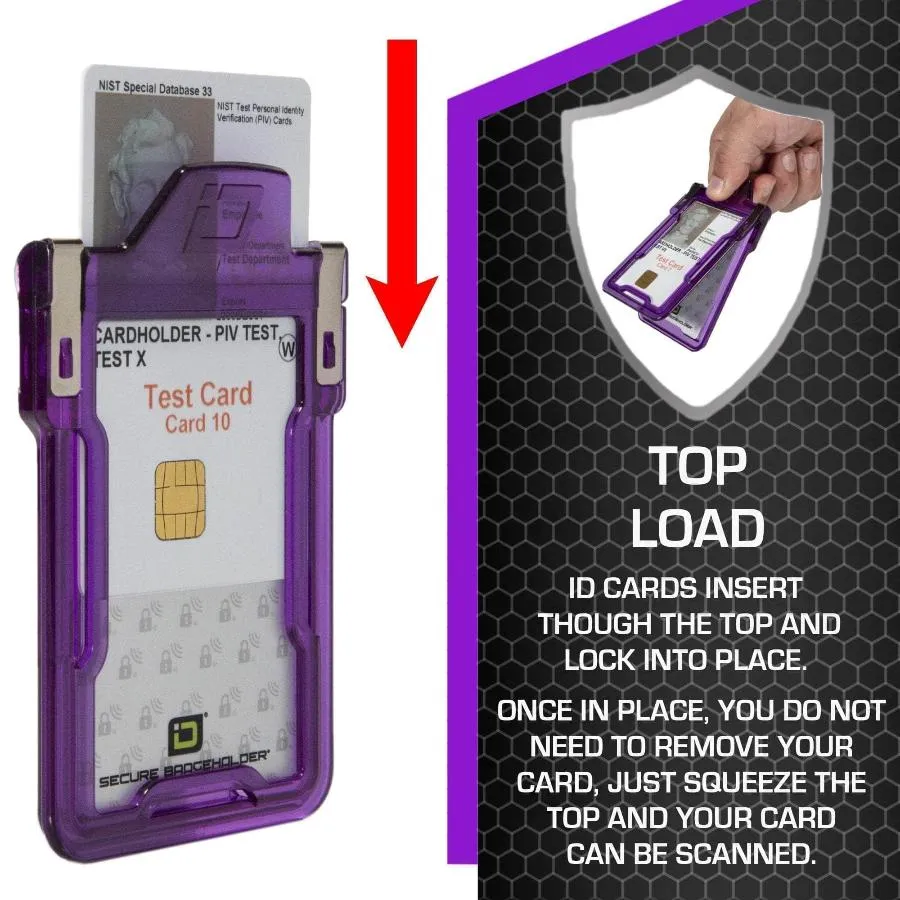 "Squeeze to Read" Secure Badge Holder Classic Vertical 1 ID Card Holder