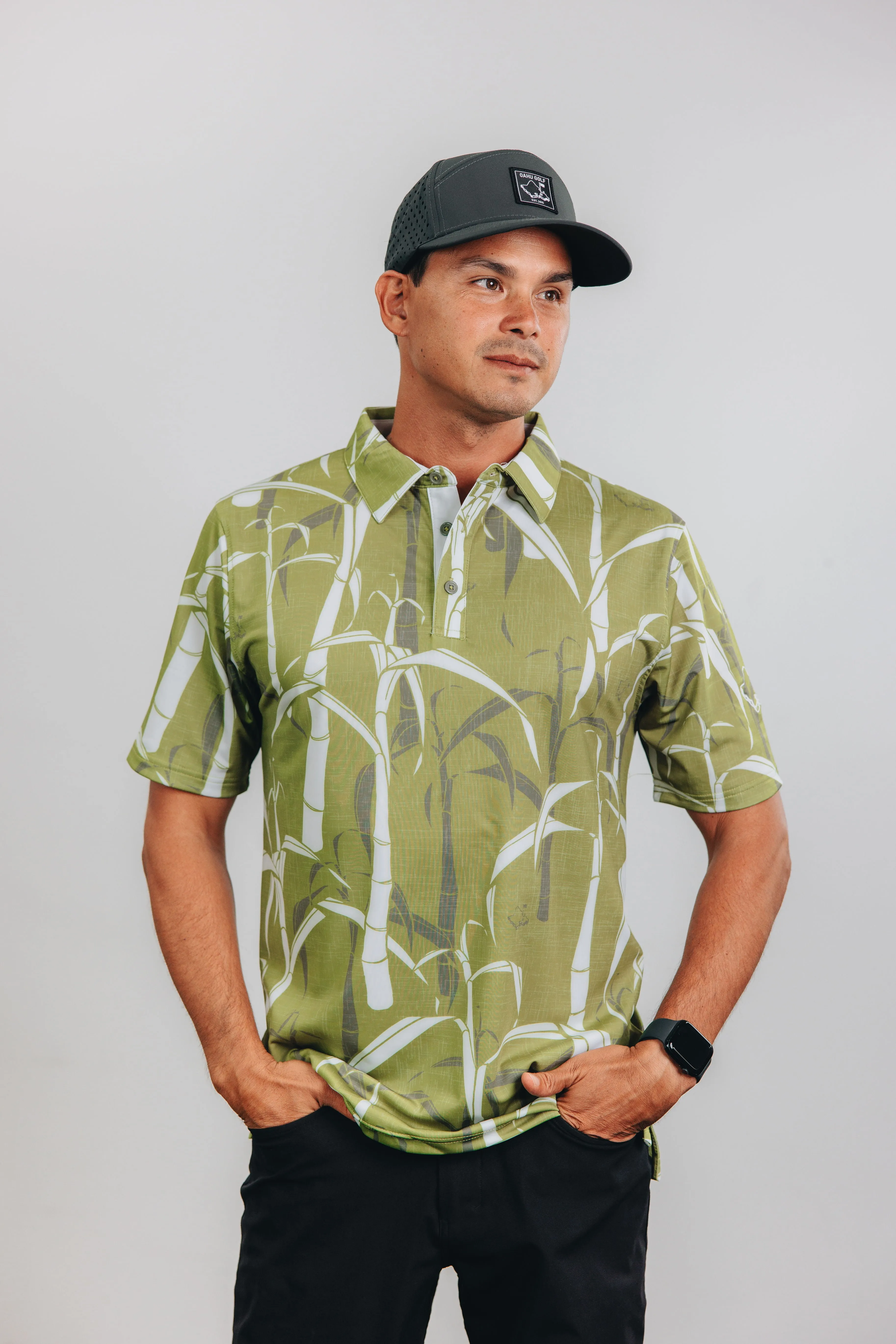 "Sugarcane" Green Fields - OGA Men's Polo - Green