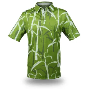 "Sugarcane" Green Fields - OGA Men's Polo - Green