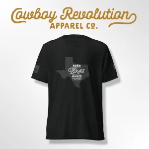 "Texas Born. Texas Raised" Cowboy Revolution Short Sleeve Tri-Blend Tee