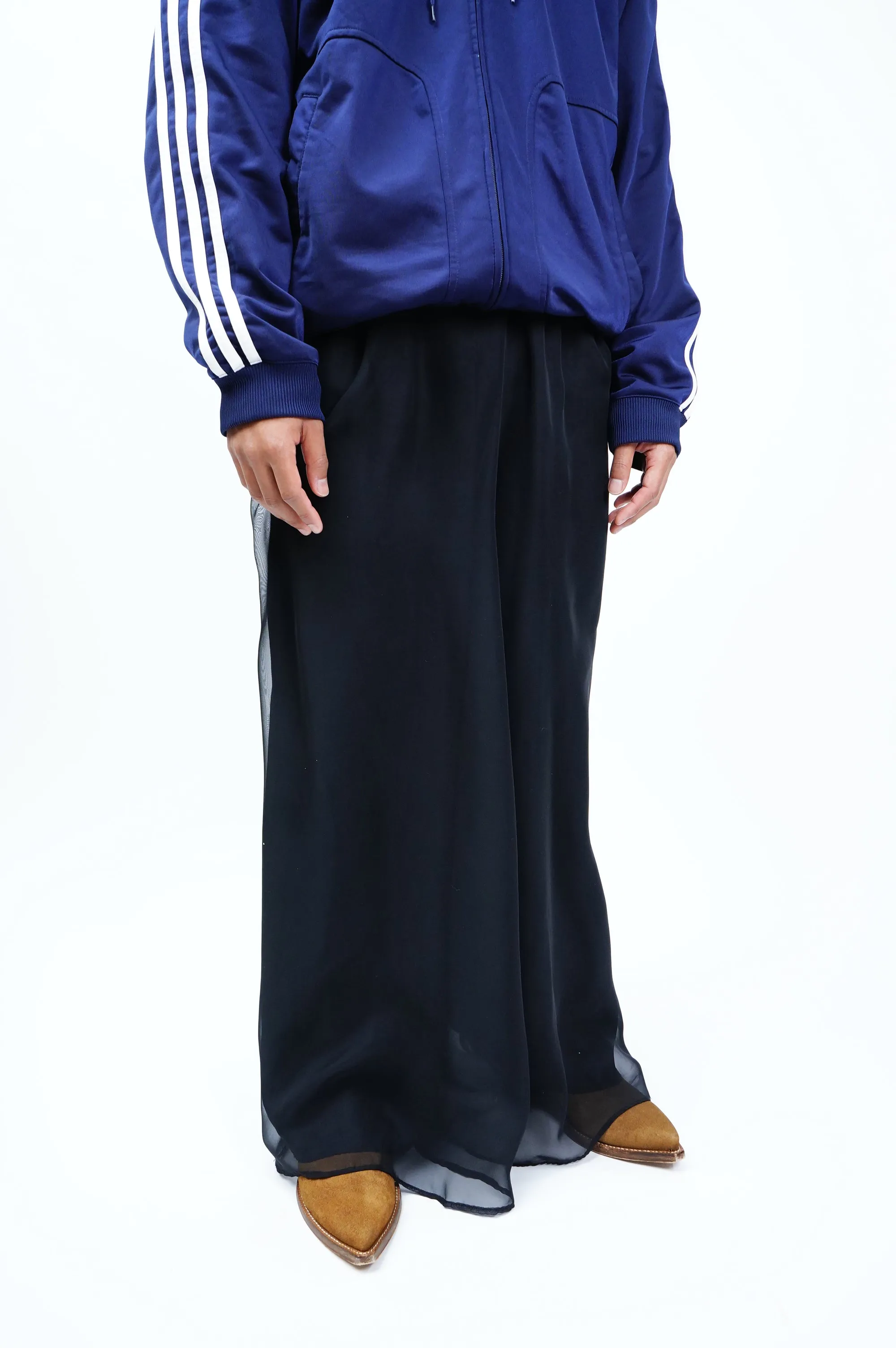 "UNKNOWN" -Double Layer Polyester Wide Easy Pants-