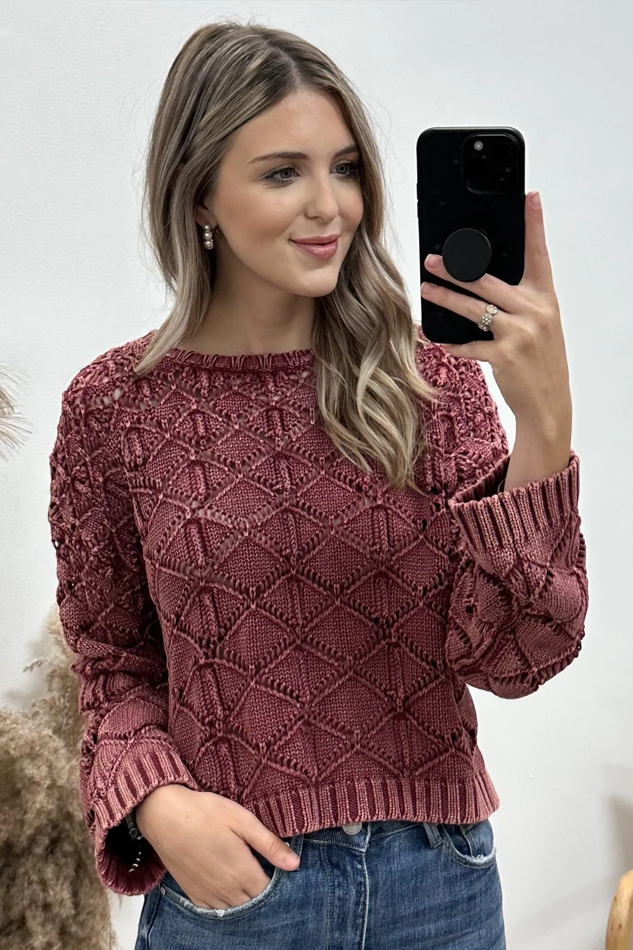 "Washed Out" Sweater (Raspberry)