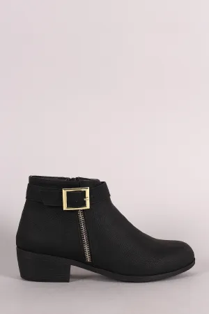 Qupid Side Zipper And Buckle Ankle Bootie