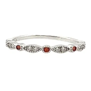 R414 Small Red CZ Pave Band