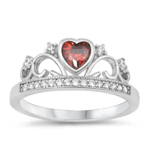 R496 Red Stone Crown Ring