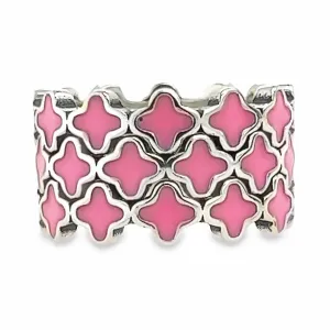 R671 Pink Clover Flower Ring