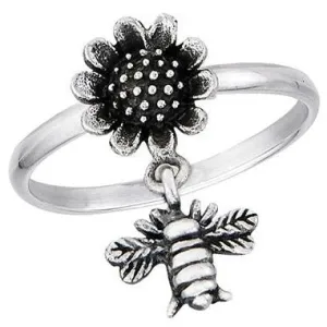 R785 Sunflower And Bee Ring