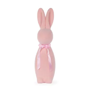 Rabbit Flocked with Bow Pink 69cm