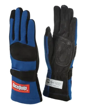 RaceQuip 355 Series 2 Layer Nomex Race Gloves - Blue - XL - 355026