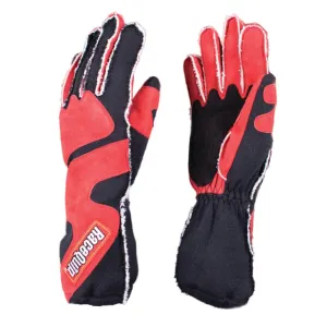 RaceQuip 356 Series 2 Layer Nomex Outseam Race Gloves - Red/Black - Small - 356102