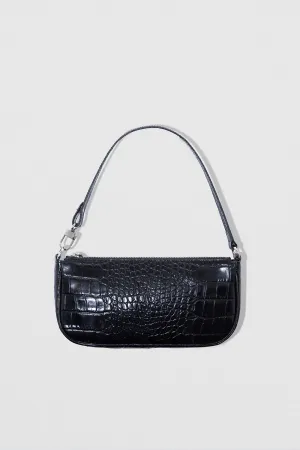 Rachel Black Croco Embossed Leather