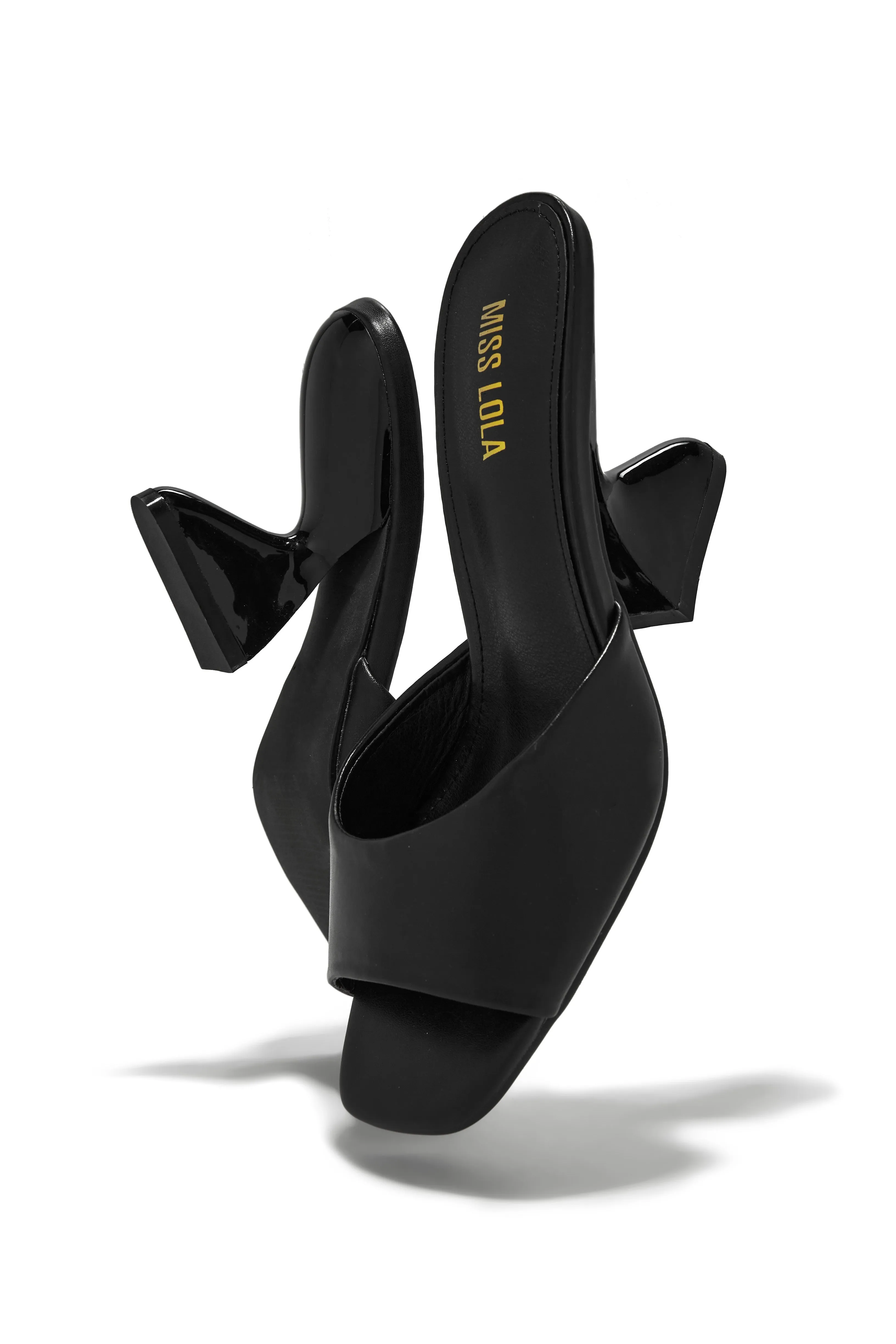 Racquel Mid Heel Mules - Black