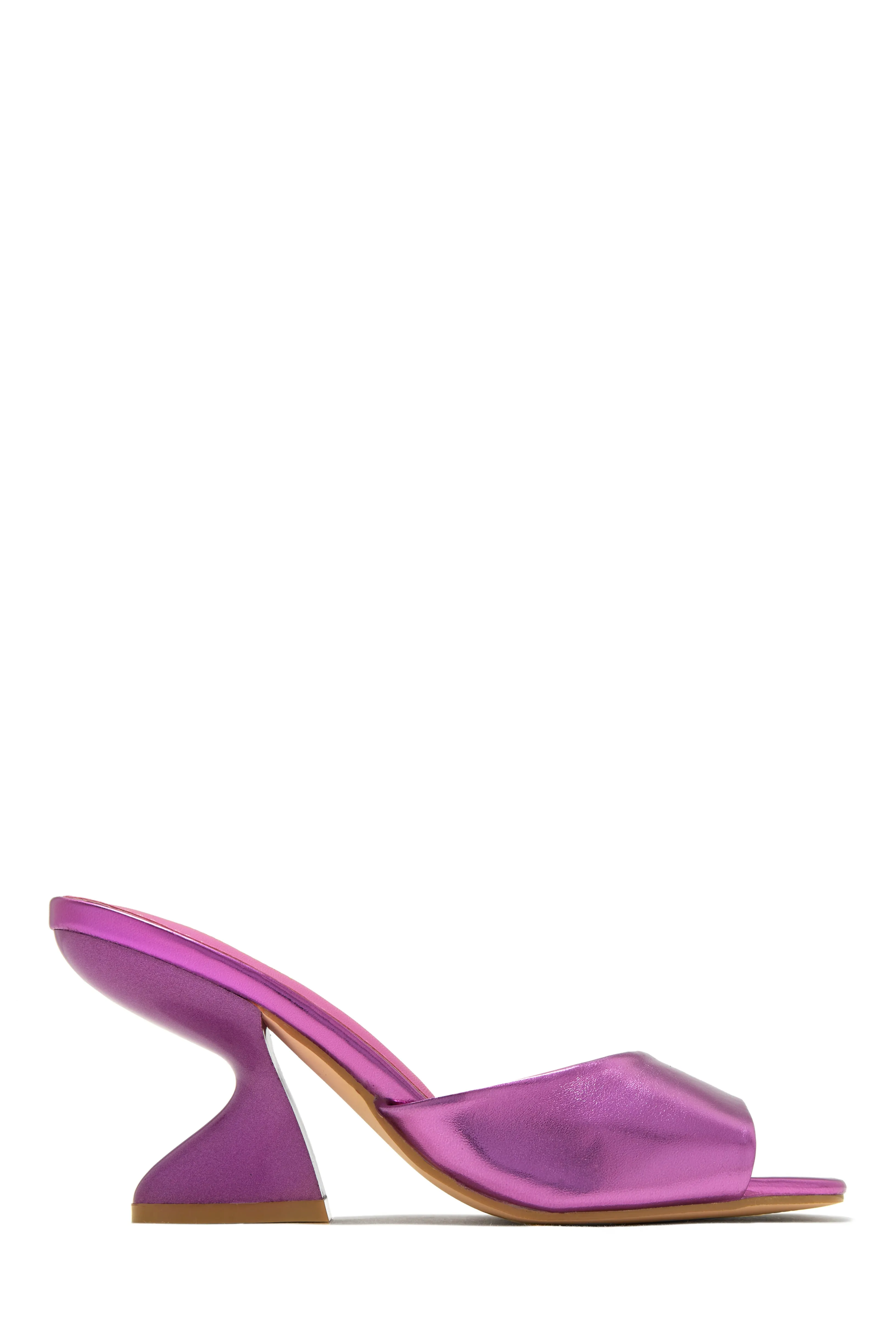 Racquel Mid Heel Mules - Metallic Pink