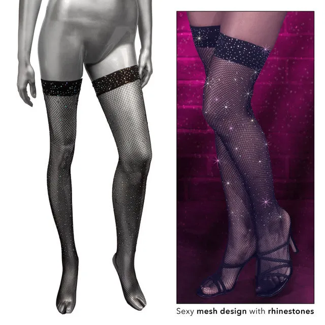 Radiance THIGH HIGH STOCKINGS Black with Sparkling Rhinestones One Size